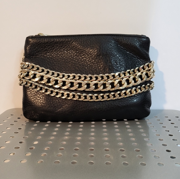 DANIER BLACK LEATHER CLUTCH - Picture 1 of 5